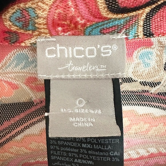 Chico’s Travelers Paisley Printed Mesh Shirt Jacket sheer Colorful size 4/6 - Picture 2 of 3